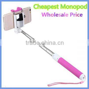 2015 Newest Extendable Cable Take Pole Wired Selfie Stick Monopod for Smartphone with Rear Mirror