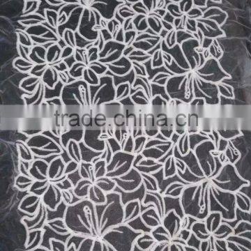 Glass Yarn Embroidery Lace Milk Silk Water Soluble Full Lace for Garment Accessory photo-5