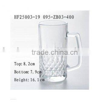 2015 hot sell glass beer mug with handle HF25003-19