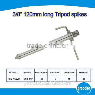 stainless steel tripod ground spikes with UNC 3/8 tripod replacement 120mm foot spikes for common camera tripod