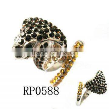 Fashion Gold Crystal Snake Animal Ring