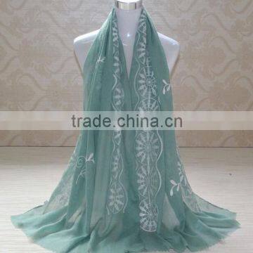Autumn Winter Korean Fashion 3D Embroidery Design Cotton Scarf Ladies Pashmina Shawl photo-6