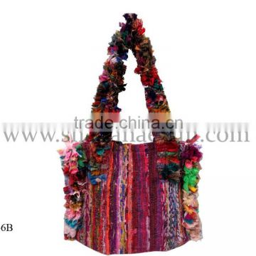 Bridal collection purse cross body hippie banjara bags stylish pink color hobo bags in cotton fabric