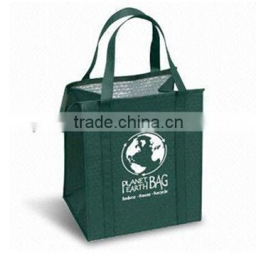 handle style green insulated cooler bag