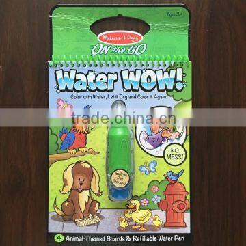 2015 safe and non-toxic kids magic water coloring doodle book with water pen