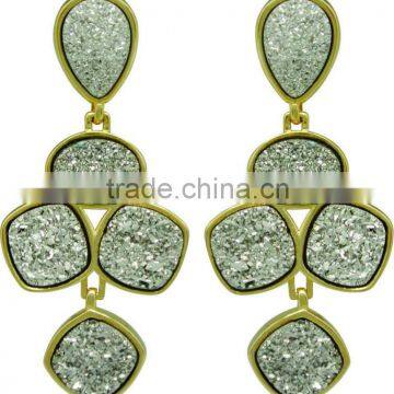 Earring with natural stone, GOLD PLATED