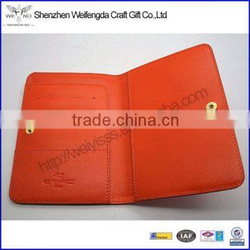 Nice orange PU leather passport cover holder travel wallet new with logo print