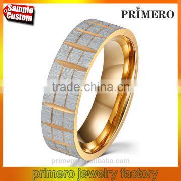 Fashion Wedding Rings for Men Stainless Steel Simple 18K Gold Plated Ring Wholesale Matte Design