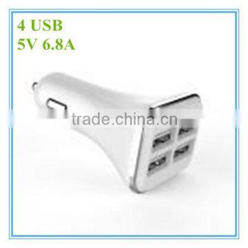 hot sale oem black and white led flashing 4 port 5v 6.8a charger for iphone 6