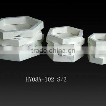 European Country Style Geometric Wooden Flowerpot for Garden Deco