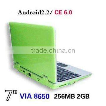 7 mini netbook for gift 800Mhz with WIFI Windows CE 6.0 mini laptop