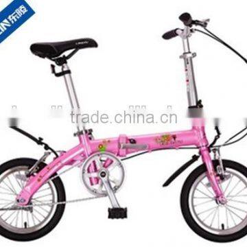 beautiful hi-ten steel single speed 16 inch folding bicycle for girl