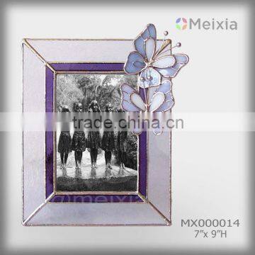 MX020014 tiffany style stained glass wholesale butterfly photo frame for table decoration