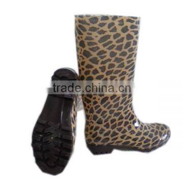 ladies leopard print inject boots,durable PVC rain boots,waterproof fishing boots