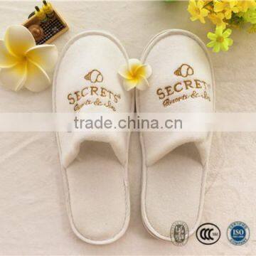 Guestroom and home terry towelling slipper closed toe with gold embroidary printing bathroom slippers