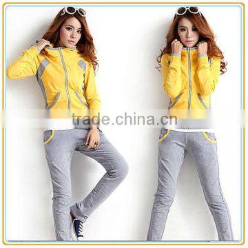 2013 Women new fashion 100% cotton sportswear tracksuits for training and jogging/lesiure tracksuits hoody and pants