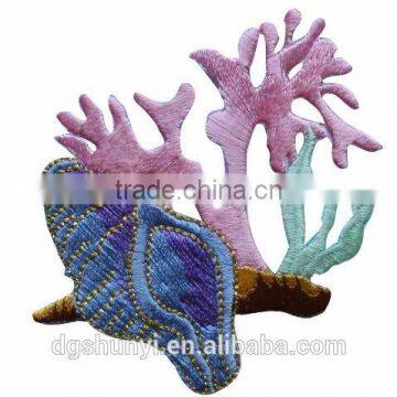 coral seashell embroidered iron on patch souvenirs