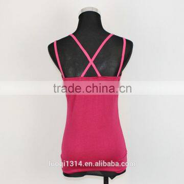 High Quality Polyester/cotton Woman Adjustable Pink Ladies Tank Top photo-3