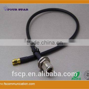 LMR240 Cable Assembly with N Female Bulkhead Crimp to SMA Male Crimp Connector