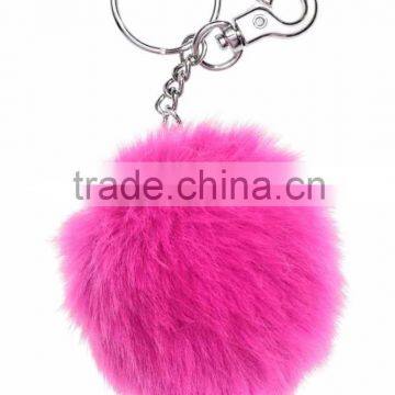 fur ball key chain,key chain parts,metal alloy keychain,pom pom ball keychain