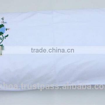 White cotton flowers embroidered hemstitched pillowcases