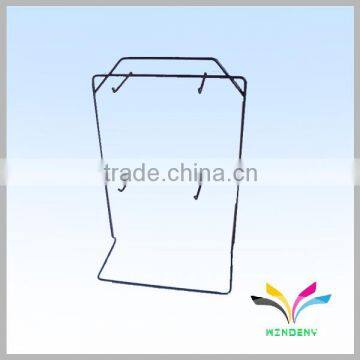 2 tiers 4 pegs black powder coated metal wire supermarket mall fashion jewelry display shelf