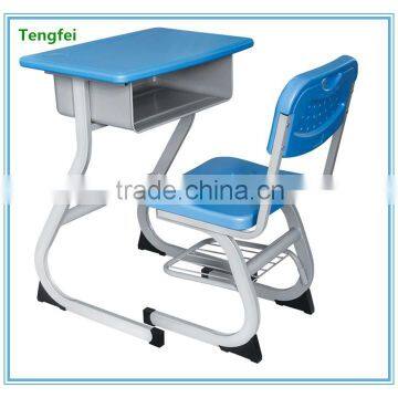 Good design nice price plastic single school desk and chair school furniture