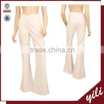 2015 newest design bell-bottoms women's white long pants wholesale