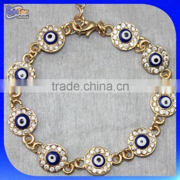 Custom Cheap Metal Rhinestone Evil Eye Bracelet Wholesale