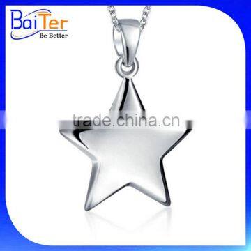 White Gold Plated Micropave Cubic Zirconia CZ 925 Sterling Silver Created Diamond Star Pendant photo-3