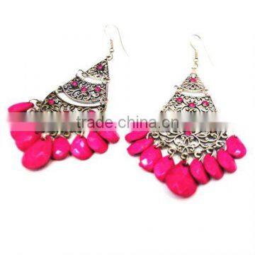 Fashion Chandelier earring/resin stone chandelier earring/antique chandelier design earring