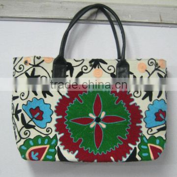 Exclusive Suzani Shopping Bag Floral Design Ethnic Embroidery Suzani Tote Bag 30 Pcs Lot