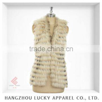 women fashion real raccoon fur vest LK15082 white