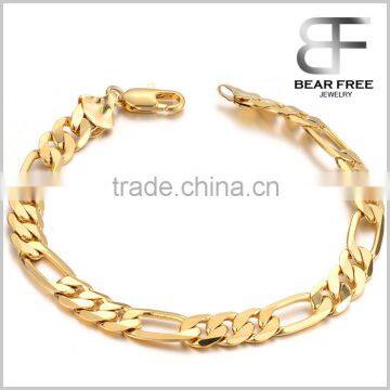 18K Gold Plated Men's Bracelet Figaro Hand Chain Link Gold Polished bracelet for men                        
                                                Quality Choice