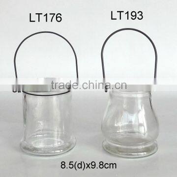 Glass candle holder with metal handel(LT176, LT193)