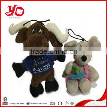 Professional custom 100% polyester plush animal keychain