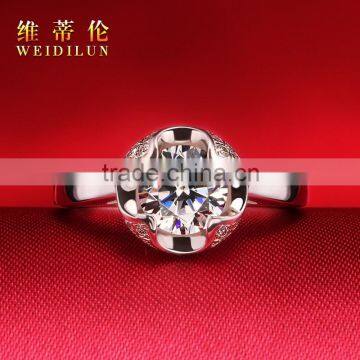 Value 925 Silver Ring Gold Plated Jewelry Cluster 4A Cubic Zirconia Rings for Wedding Engagement