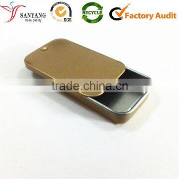 Gold finish quality tin metal sliding box for cigar smoke