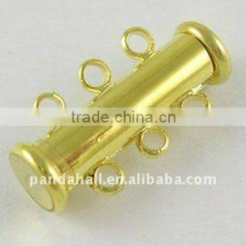 Metal Slide Lock Clasp, Brass, Gold Color, Magnetic(E214-G)