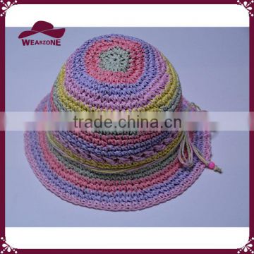 Girls colorful cloche straw hat kid paper cloche hat