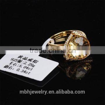 Factory Wholesale 18K Gold Plating 925 Sterling Silver Jewelry Citrine Natural Gemstone Rings photo-2