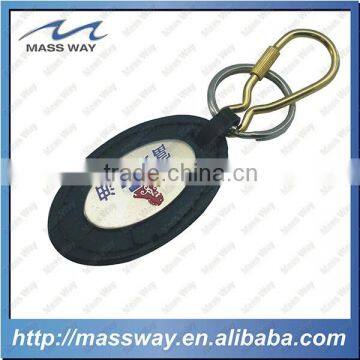 Customized oval shape custom metal leather key ring