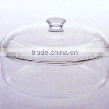 wholesale round clear pyrex glass plate/bowl with glass cover for microwave oven baking