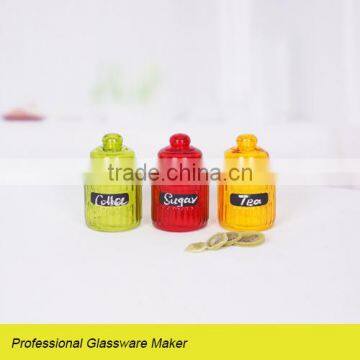 3pcs glass coffee sugar tea canister set with glass lid