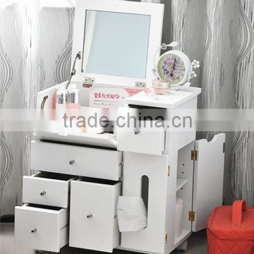 Bedroom multi-use storage dresser table with mirror