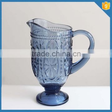 Hot sellong blue colored glass beer pitcher supplier