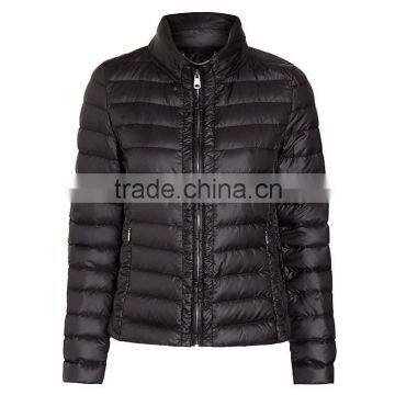 Zipper Down Feather Padded Jacket, Black Color