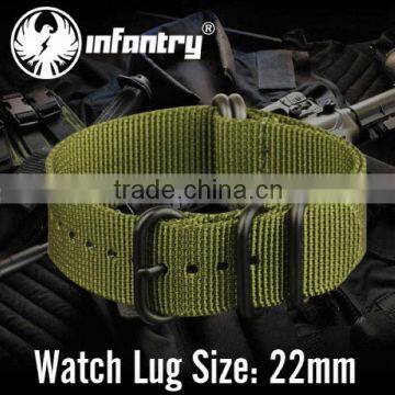 Infantry Luxury Zulu 22mm Army Green Nylon Watch Bands