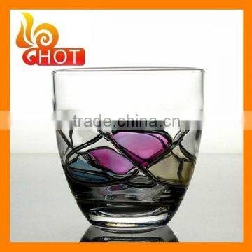 Custom cups,beautiful glass cups with decoration,