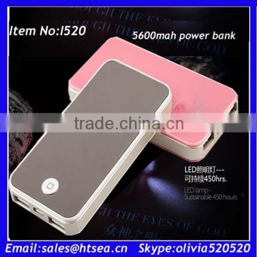 5600mAh portable Cellphone battery charger 5600 power bank for mobile phone iPad iPhone Nokia HTC gift power bank